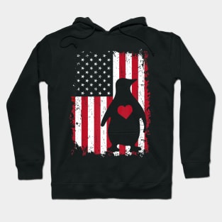 Penguin 4th of July American USA Flag Patriotic Gift Hoodie